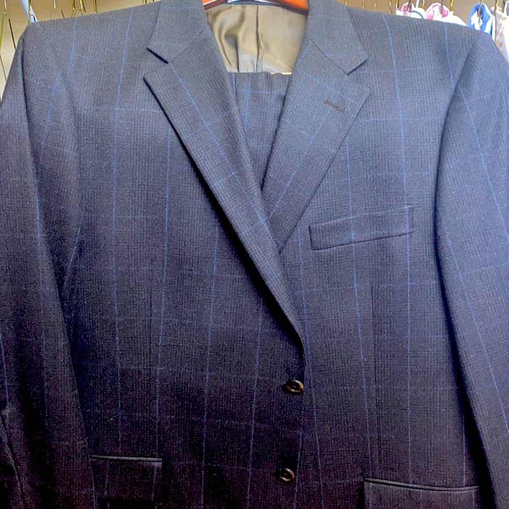 Hickey freeman men’s suit 46R Brown with blue check